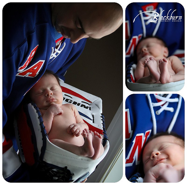 Newborn Photos with sports theme Saratoga NY