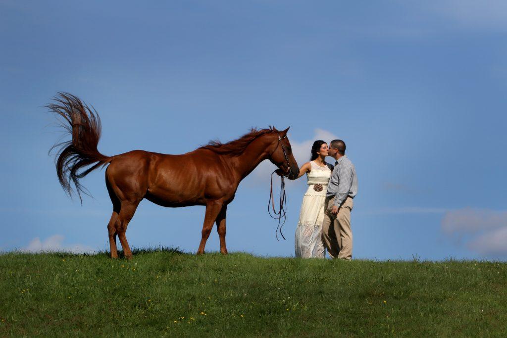 Equestrienne Engagement Photo with Horses