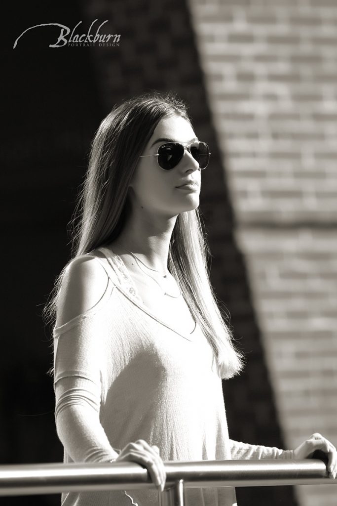 Black and White Senior Girl Portrait