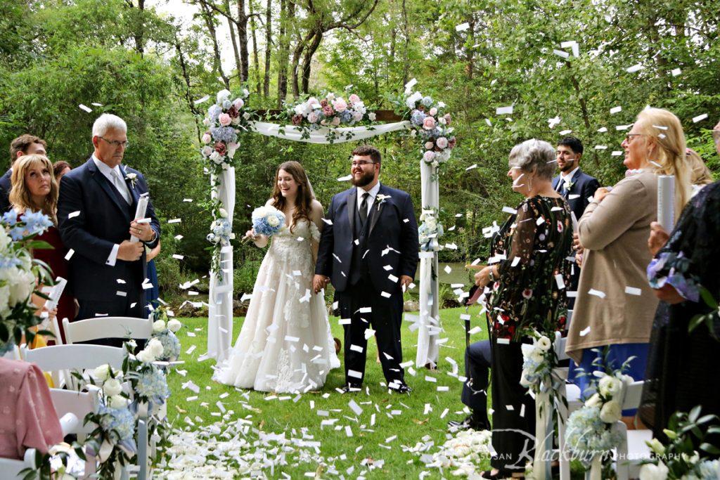 Saratoga Mansion Wedding Ceremony with Confetti