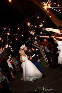 July Wedding Sparkler Exit on Lake George NY
