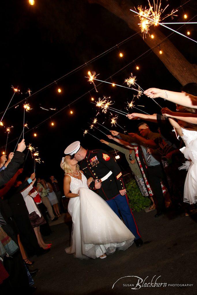 July Wedding Sparkler Exit on Lake George NY