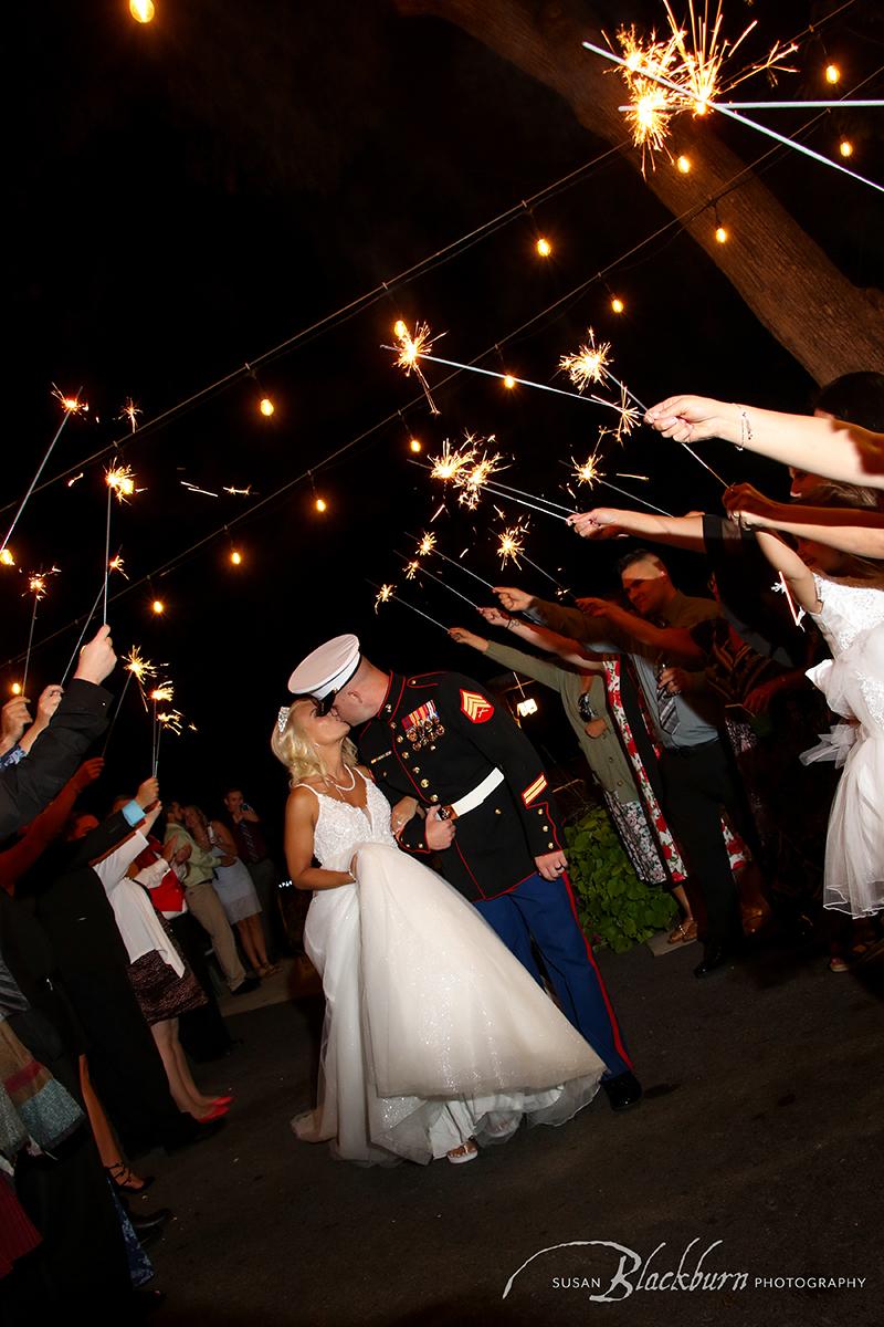 July Wedding Sparkler Exit on Lake George NY