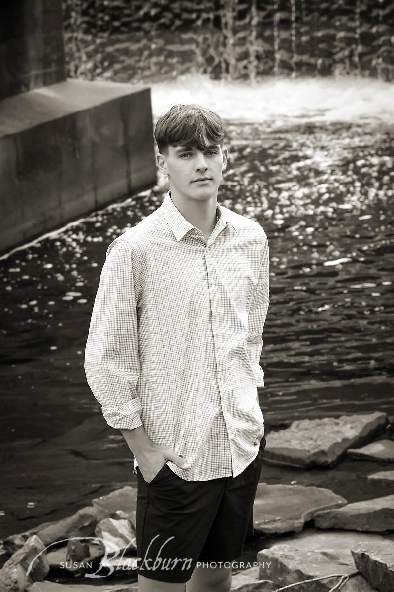 Black and White High School Senior Portrait